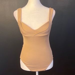 NWT H&M taupe bodysuit tank top with detail on chest size Small